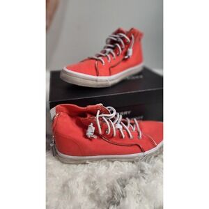 SPERRY x Rebecca Minkoff Red Canvas High Top Sneakers Lace Up Back Zipper